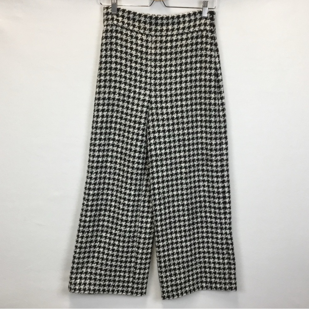 NWT ZARA BLACK WHITE HOUNDSTOOTH PANTS BLOGGERS FAVORITE OLD MONEY STYLE - Picture 2 of 16